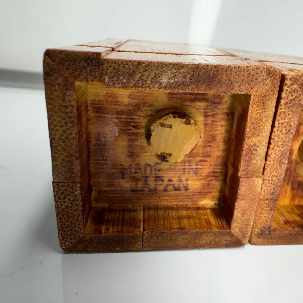 Vintage Bamboo Boxes Set of 2 Hand Painted Bamboo Art‎ Decor Storage
